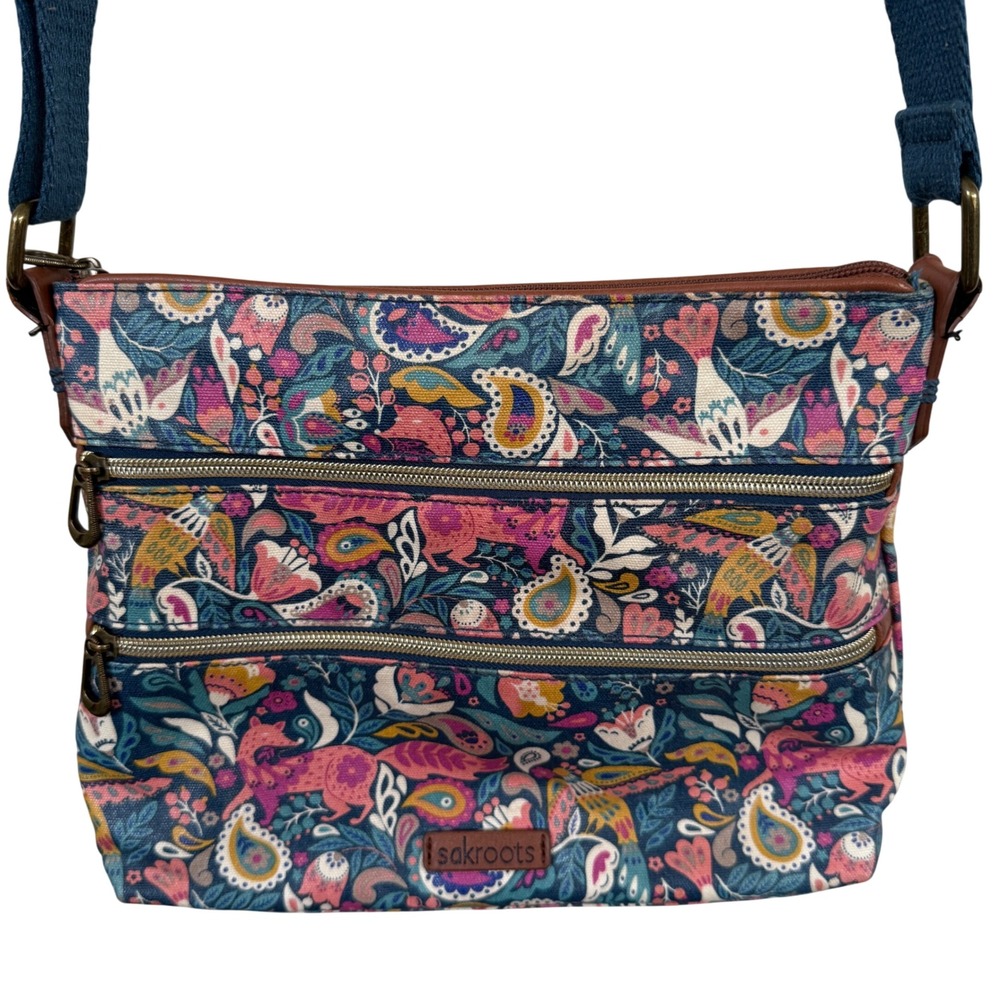 Sakroots Teal Enchanted Forest Basic Crossbody Ba… - image 1